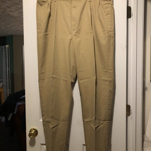 POLO RALPH LAUREN BIG & TALL MEN'S KHAKI 100%COTTON CASUAL PANTSSIZE: 44B/34